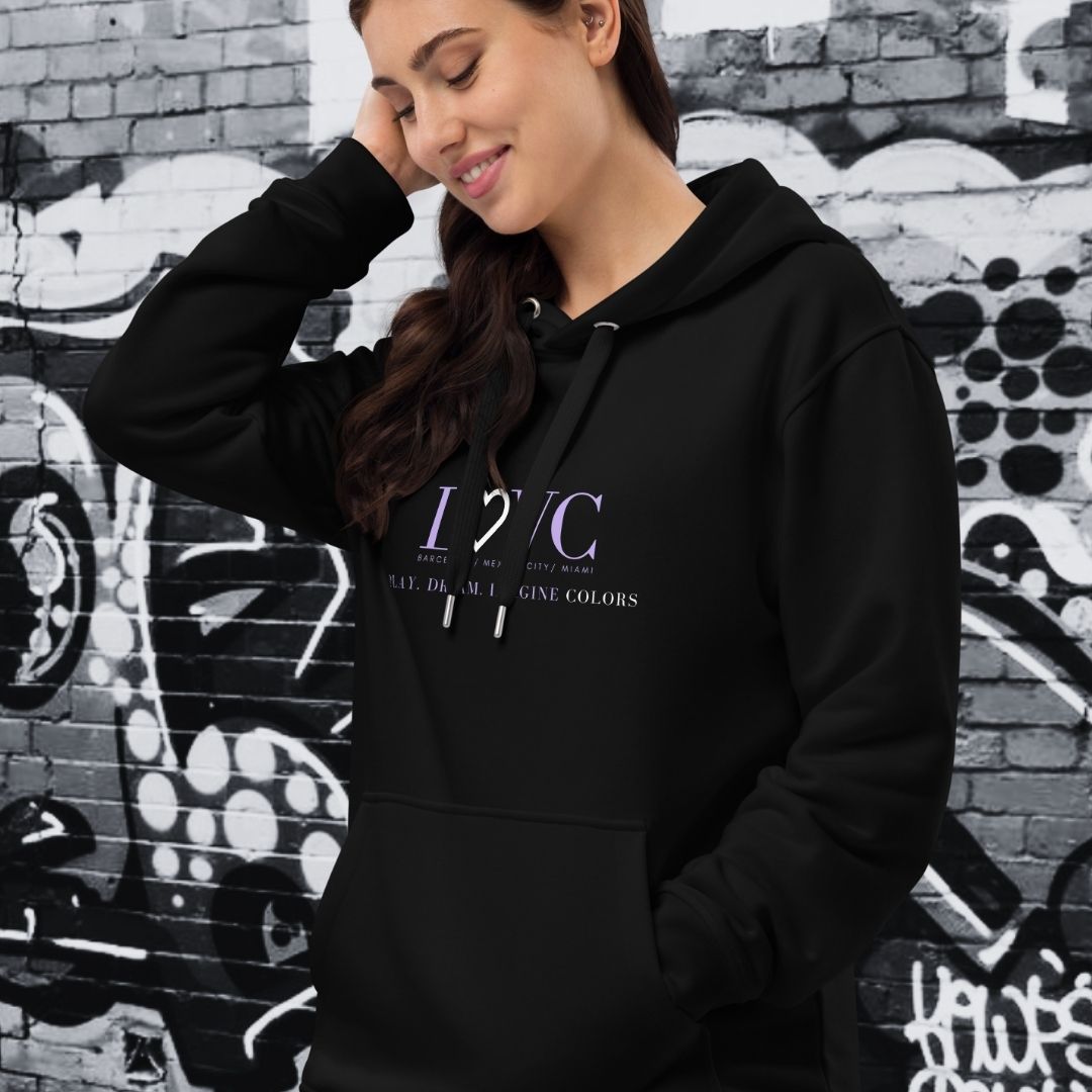 HOODIE PREMIUM CON CAPUCHA ECO MUJER BLACK SLOGAN