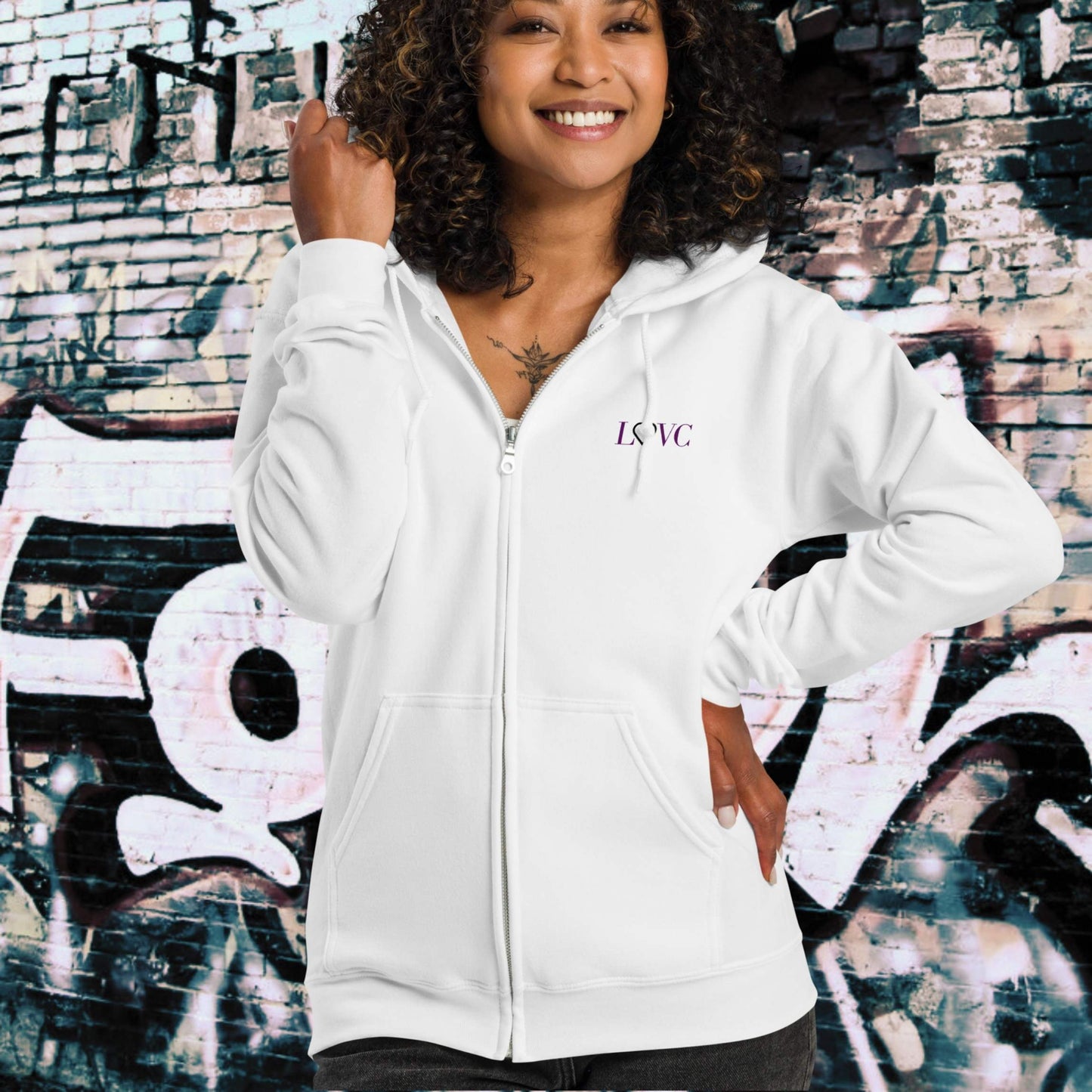 HOODIE CON CAPUCHA Y CREMALLERA MUJER LOGO CLASSIC
