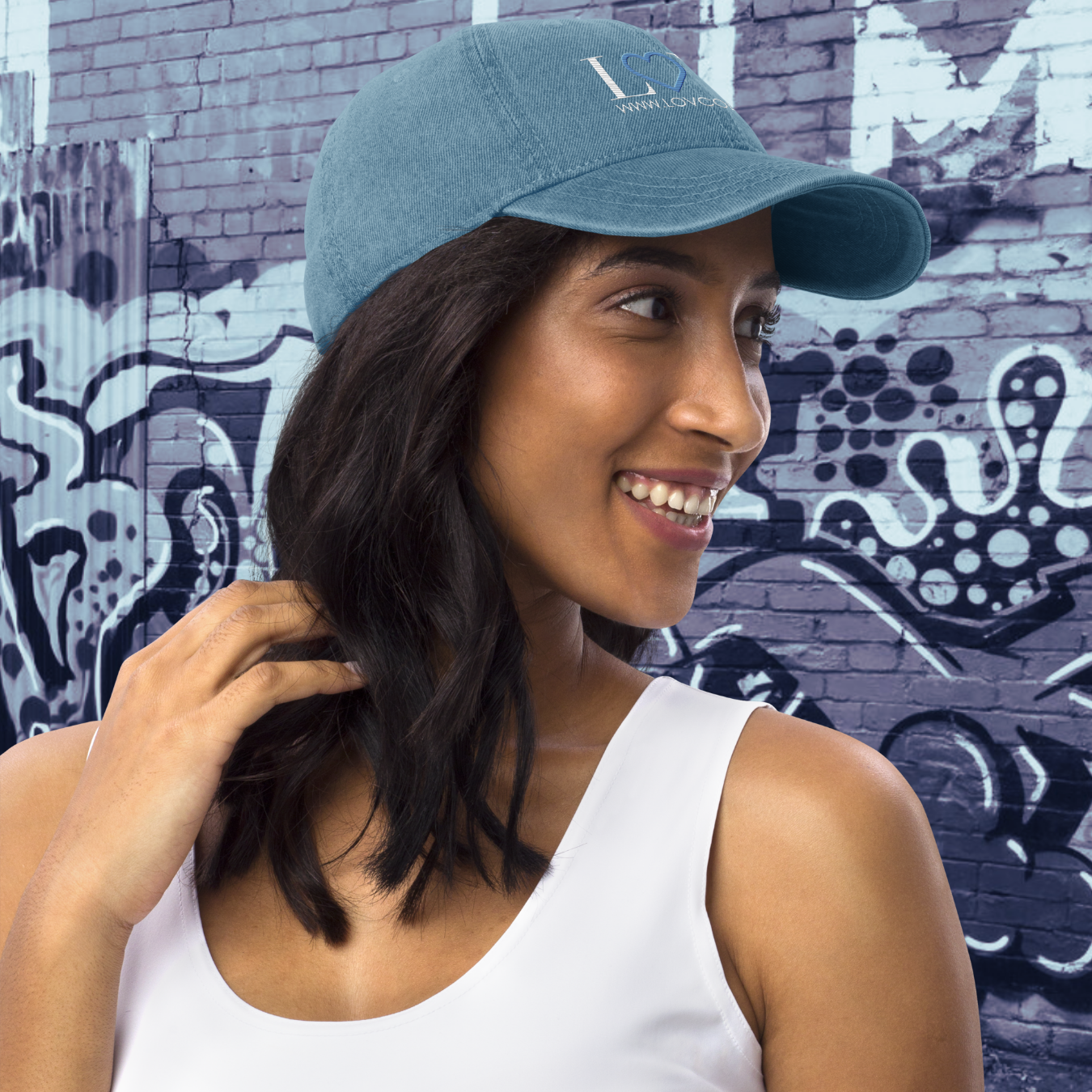 GORRA VAQUERA MUJER LOGO CORAZÓN AZUL