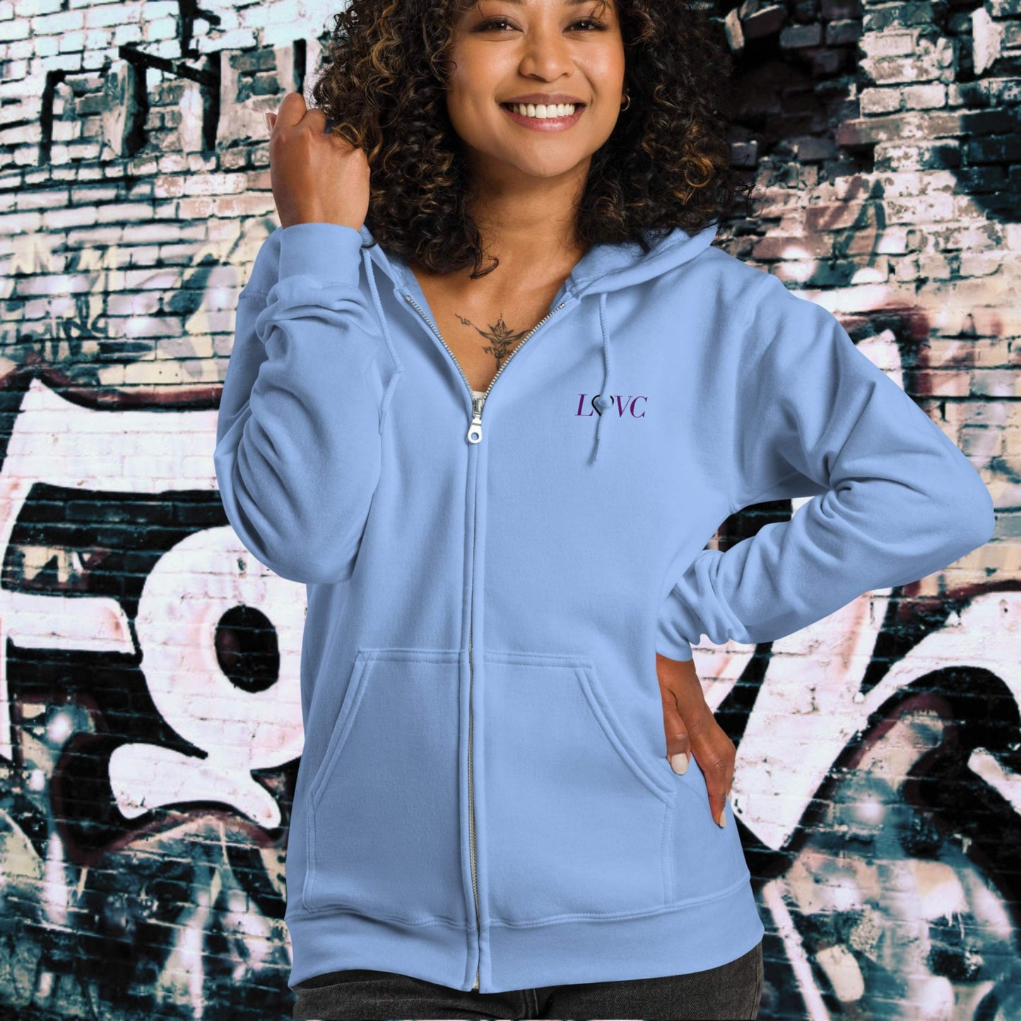HOODIE CON CAPUCHA Y CREMALLERA MUJER LOGO CLASSIC