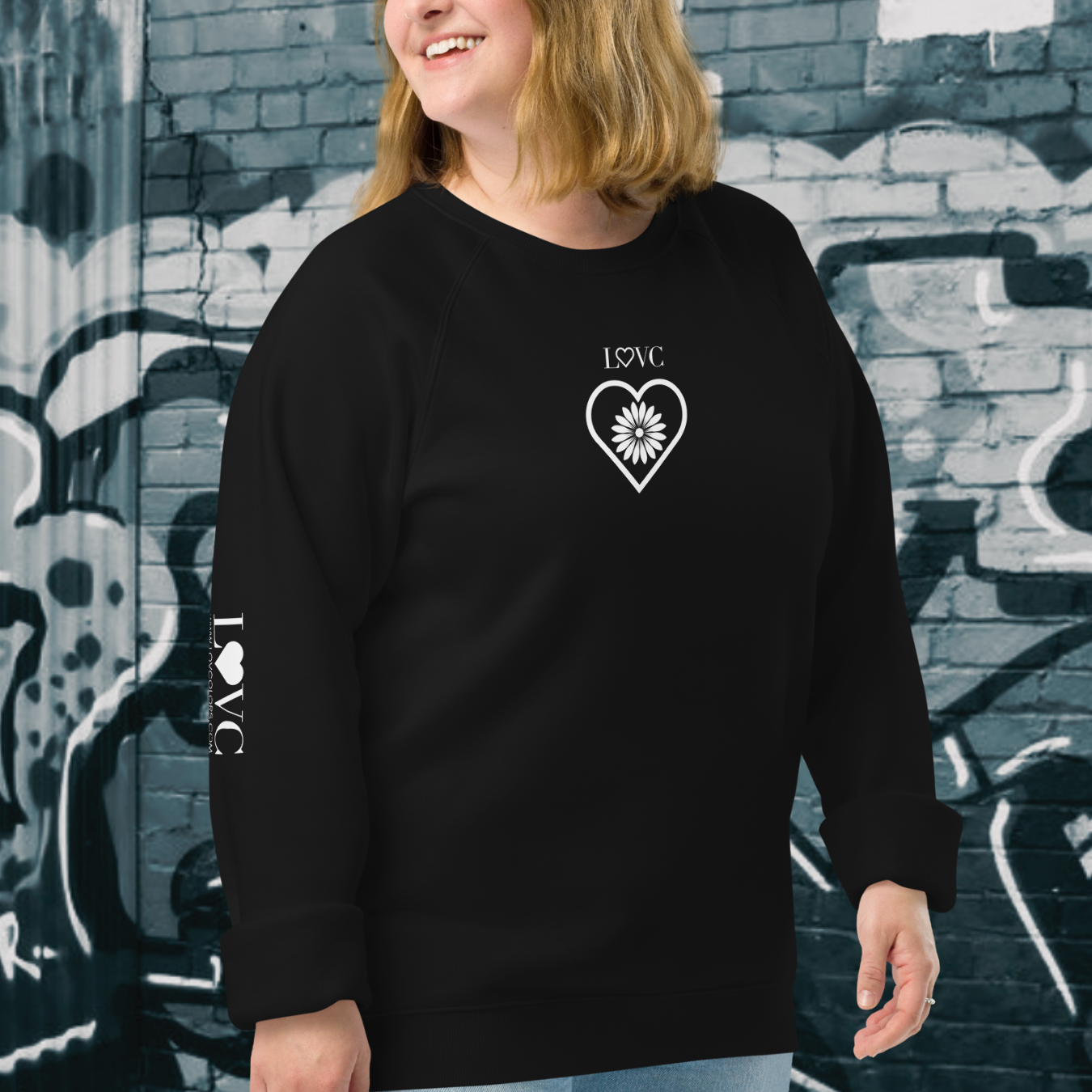 SUDADERA ORGÁNICA MUJER FLOWER LOGO MANGA