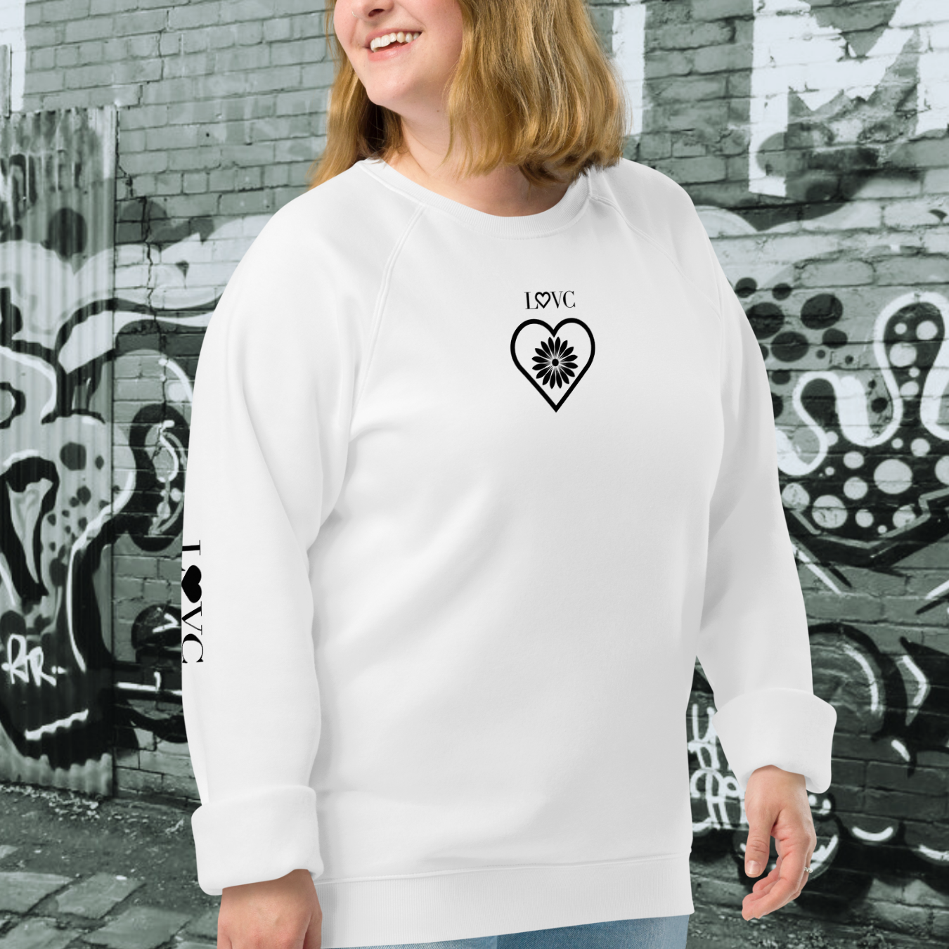 SUDADERA ORGÁNICA MUJER FLOWER LOGO MANGA