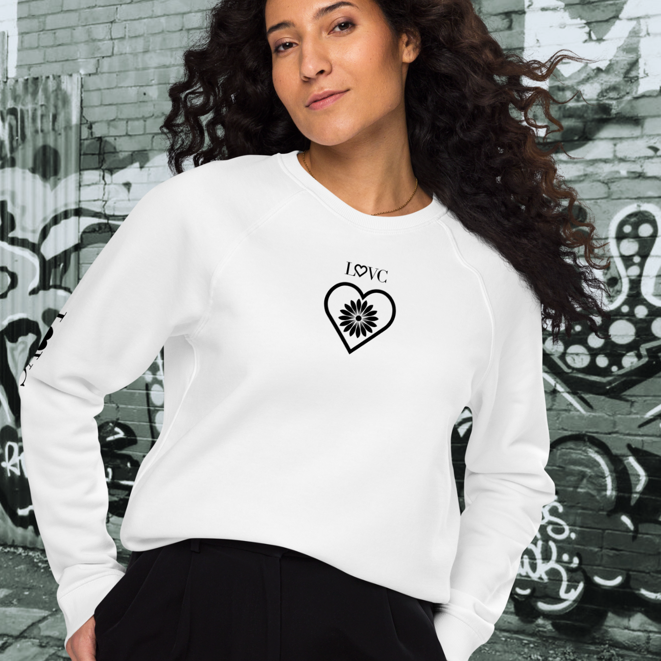 SUDADERA ORGÁNICA MUJER FLOWER LOGO MANGA