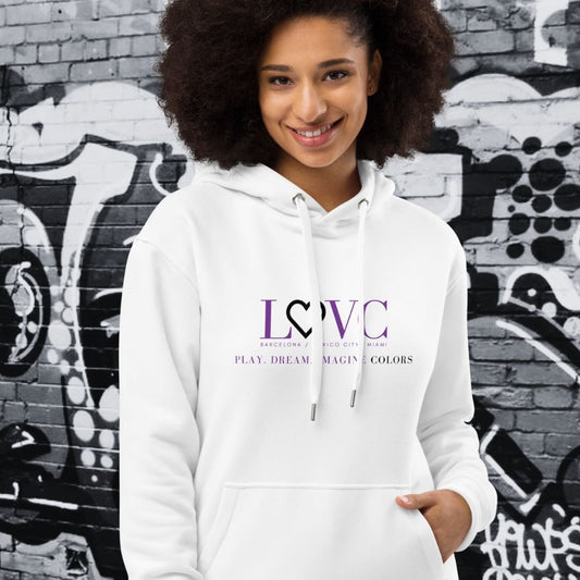 HOODIE PREMIUM CON CAPUCHA ECO MUJER WHITE SLOGAN