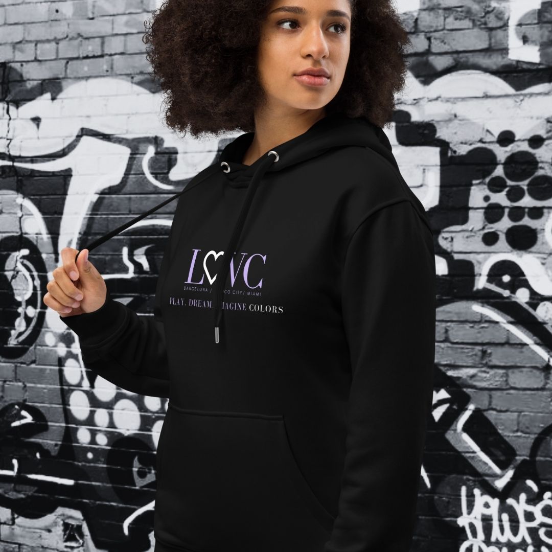 HOODIE PREMIUM CON CAPUCHA ECO MUJER BLACK SLOGAN