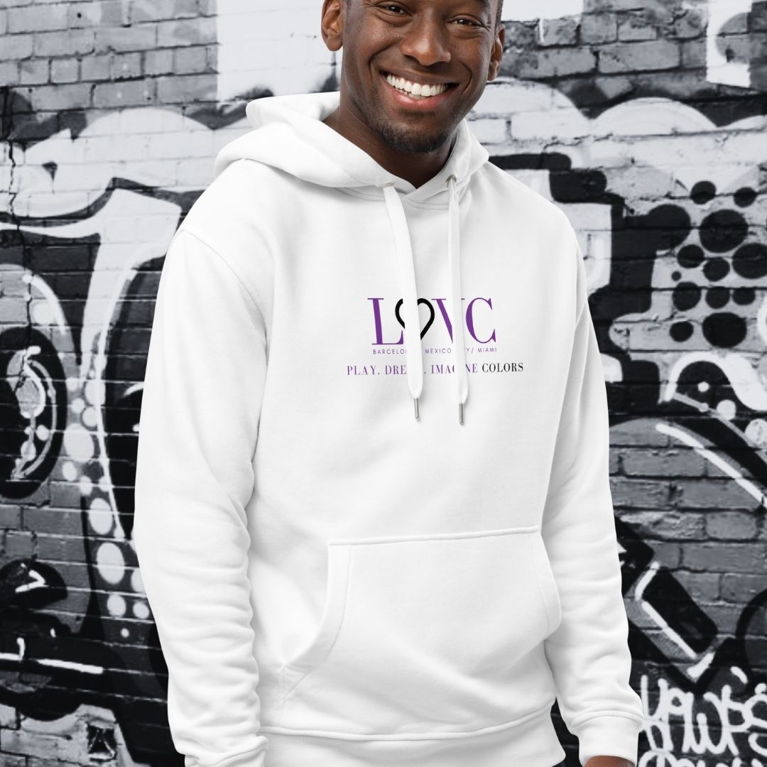HOODIE PREMIUM CON CAPUCHA ECO HOMBRE WHITE SLOGAN