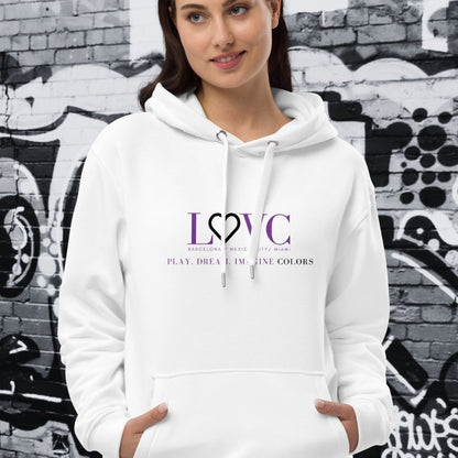 HOODIE PREMIUM CON CAPUCHA ECO MUJER WHITE SLOGAN
