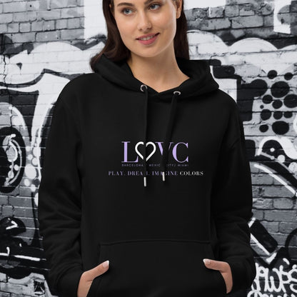 HOODIE PREMIUM CON CAPUCHA ECO MUJER BLACK SLOGAN
