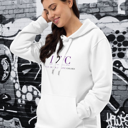 HOODIE PREMIUM CON CAPUCHA ECO MUJER WHITE SLOGAN