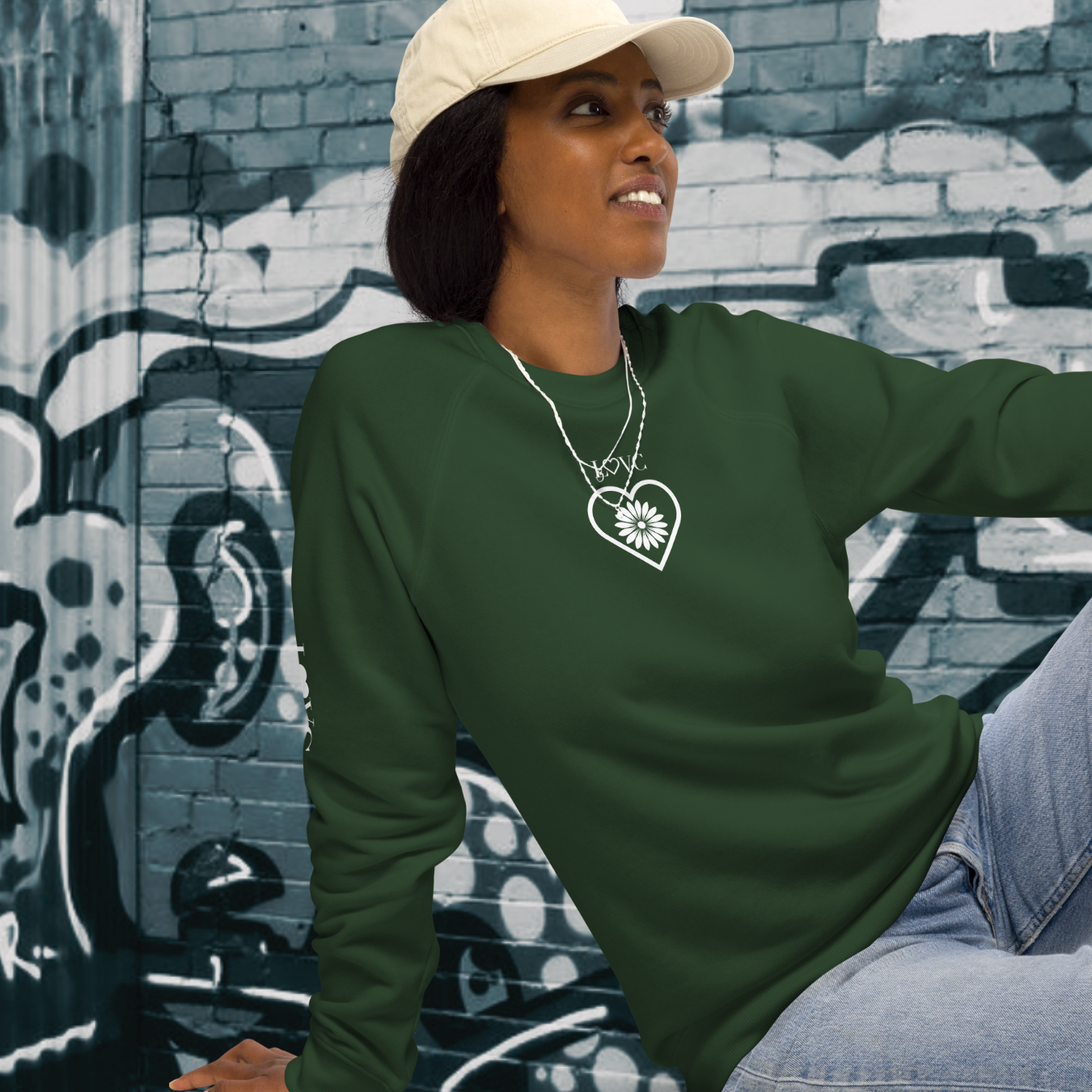 SUDADERA ORGÁNICA MUJER FLOWER LOGO MANGA