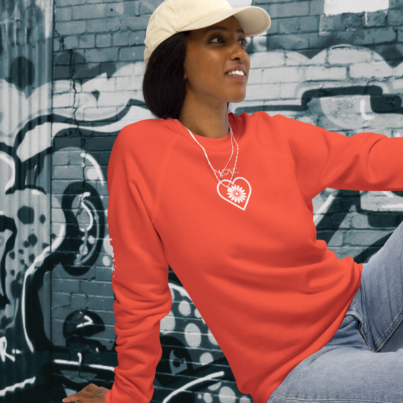 SUDADERA ORGÁNICA MUJER FLOWER LOGO MANGA