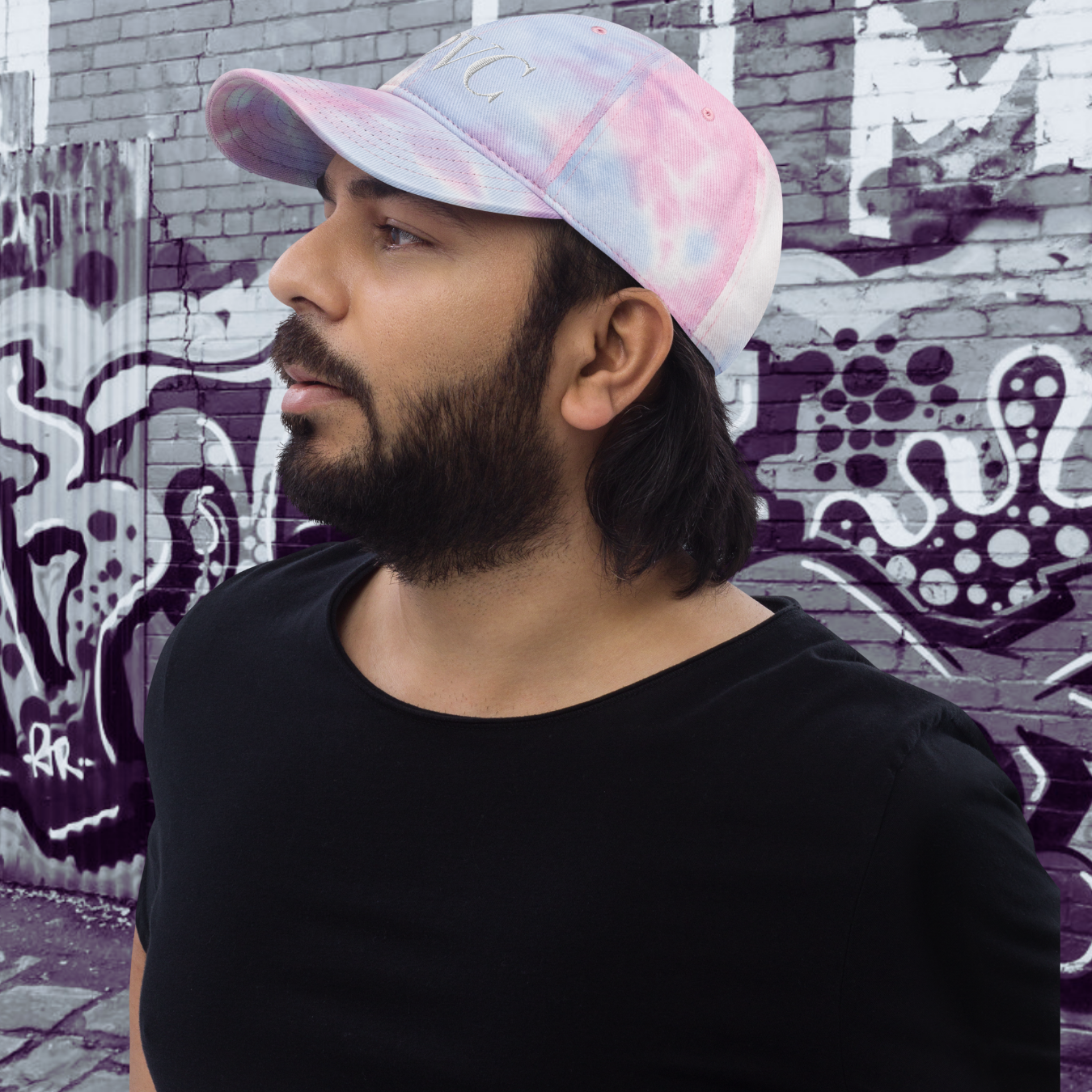 GORRA CON EFECTO TIE DYE HOMBRE LOGO BLANCO