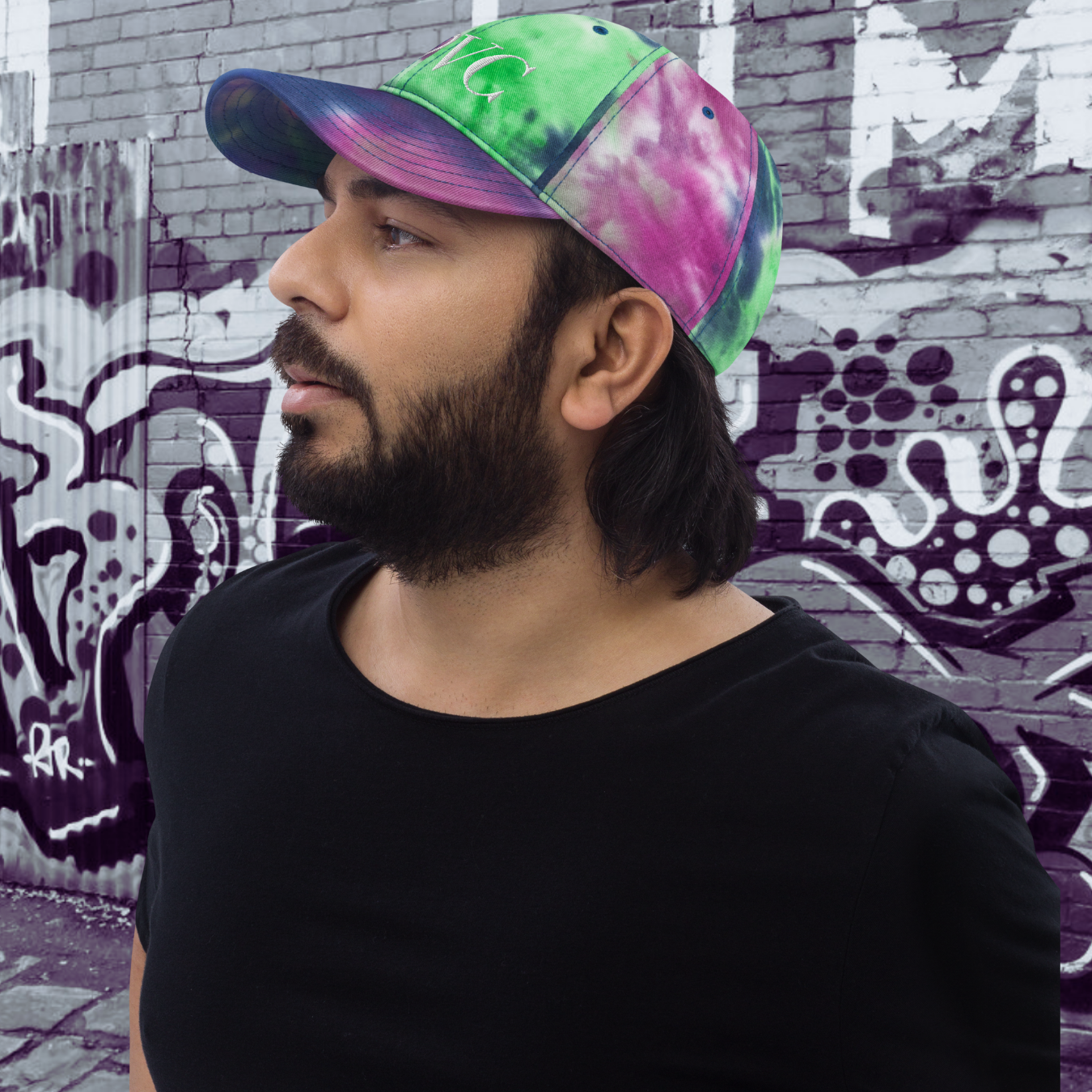 GORRA CON EFECTO TIE DYE HOMBRE LOGO BLANCO